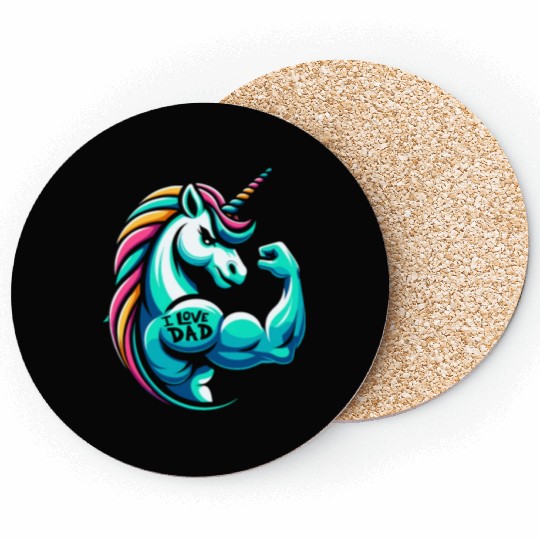 Unicorn I Love Dad Coasters