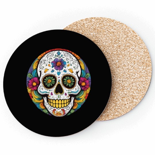 Sugar skull rainbow Coasters