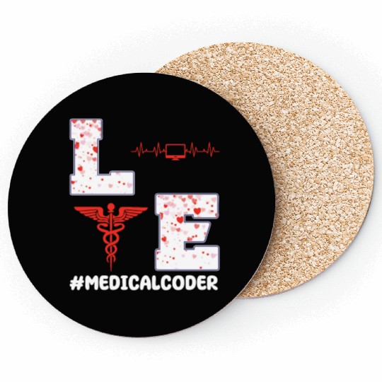 Medical Coder Valentine's Day Design Coasters