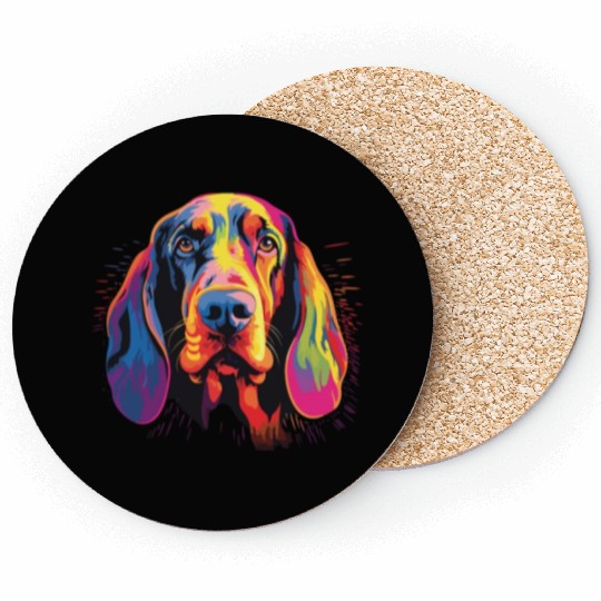 Watercolor Colorful Black And Tan Coonhound Coasters