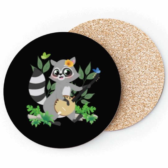 Raccoon Cottagecore Naturecore Kids Coasters