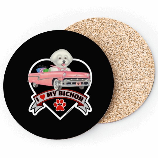A cute I love my Bichon Frise Dog Coasters