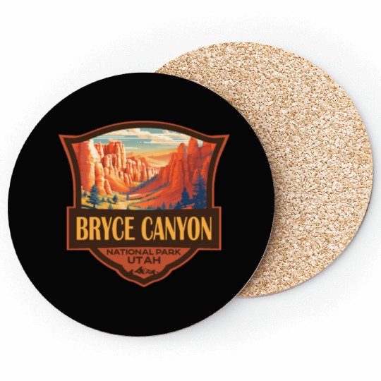 Bryce Canyon National Park Travel Retro Badge Coasters