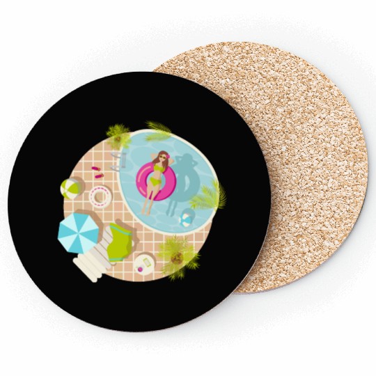 Bye bye school hello pool girl Coasters