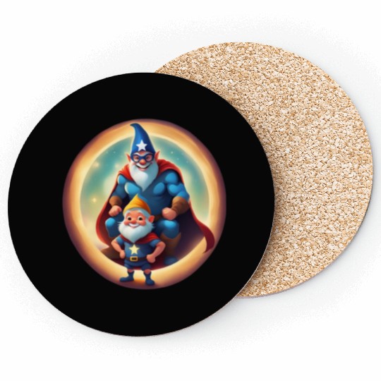 A Father's Day Gnome as a superhero dad Coasters