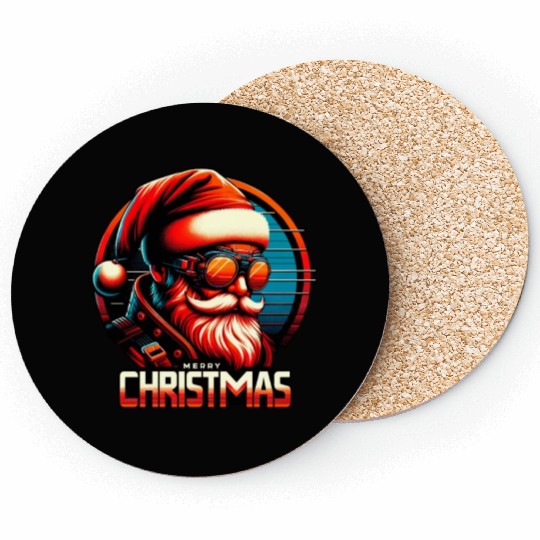 Modern Santa Claus Cyber Punk design Funny Gift Coasters