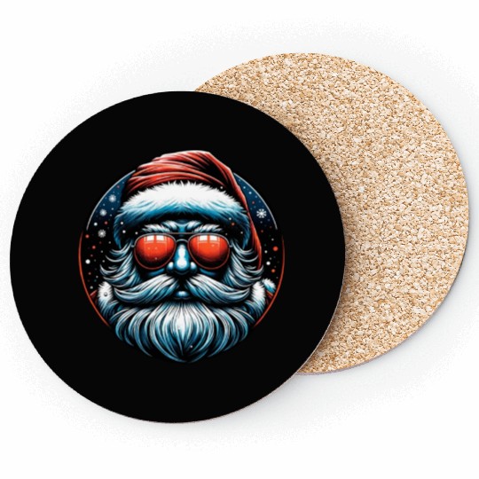 Modern Santa Claus Cyber Punk design Funny Gift Coasters
