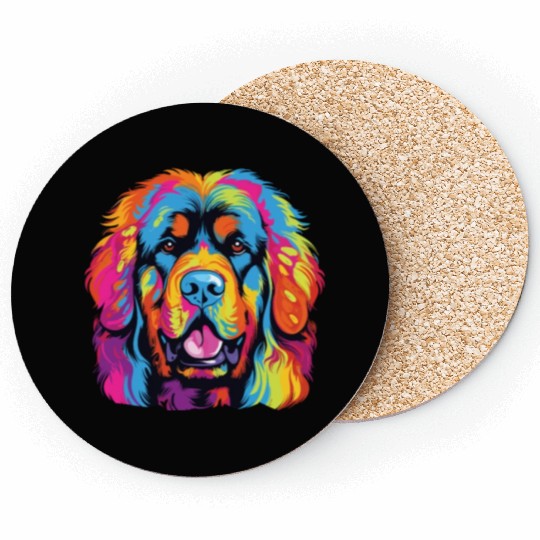Watercolor Colorful Tibetan Mastiff Coasters