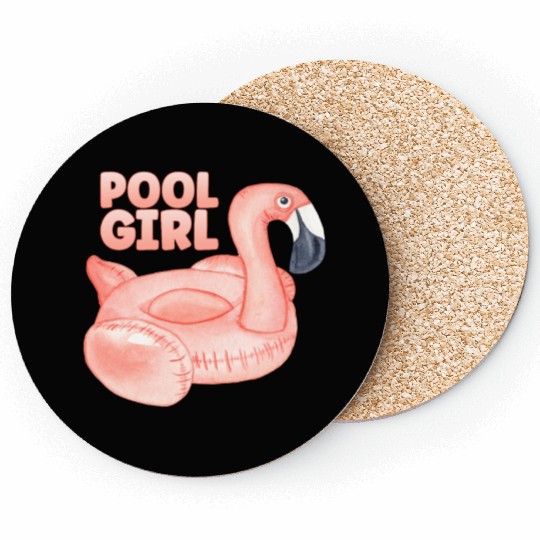 Pool Girl Flamingo Floatie Swimming Pool Coasters