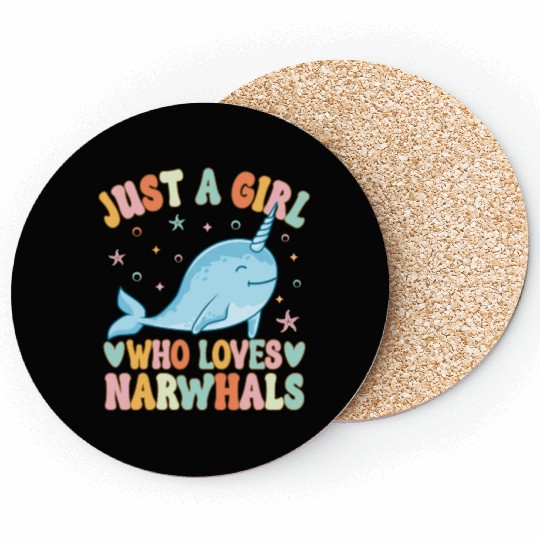 Narwhal Girl Narwhal Lover Coasters