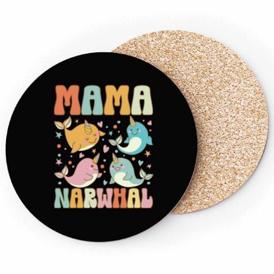 Groovy Narwhal Mom Narwhal Lover Coasters
