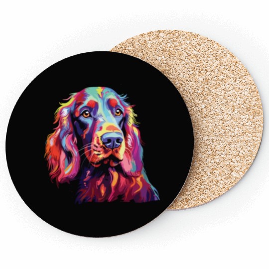 Watercolor Colorful Irish Setter Coasters