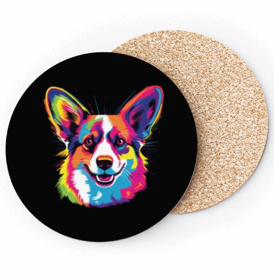Watercolor Colorful Pembroke Welsh Corgi Coasters