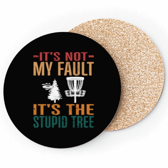 Retro Disc Golf Stupid Tree Disc Golfer Coasters