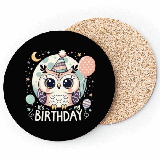 Its My Birthday Sweet Birthday Owl Coasters