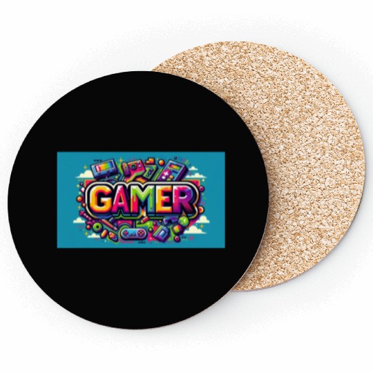 Neon Arcade Retro Gamer Coasters