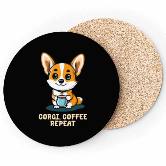 Corgi Mom Dad Corgi Coffee Repeat Coasters