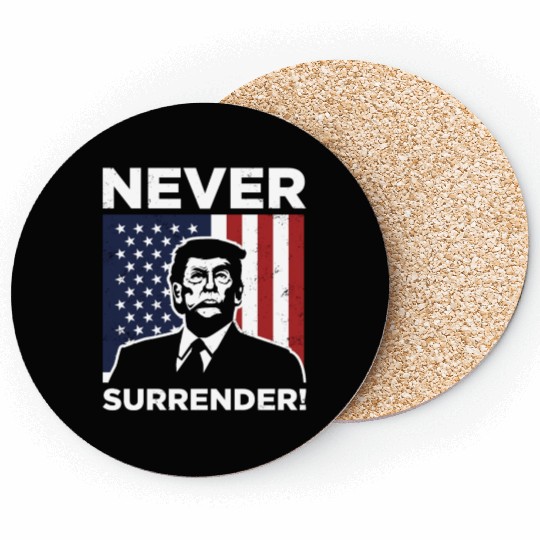 Trump Never Surrender Mug Shot Coasters