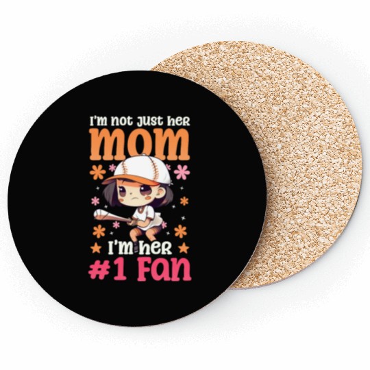 Baseball Mom Not Just Her Mom Number One Fan Coasters