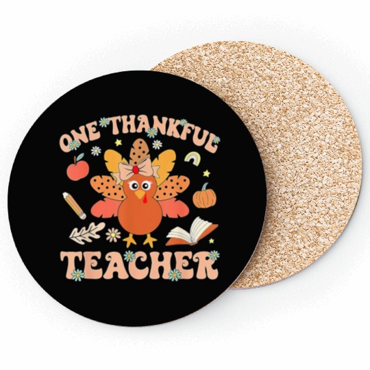 One Thankful Teacher Thanksgiving Coasters