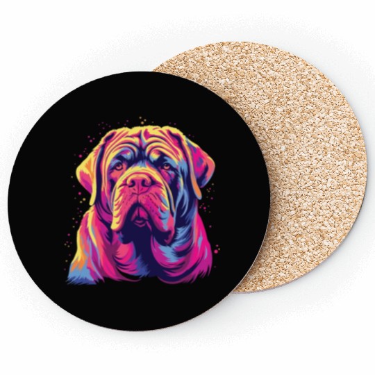 Watercolor Colorful Neapolitan Mastiff Coasters