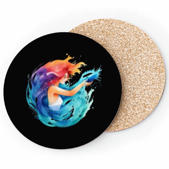 Color splash zodiac: Aquarius Coasters