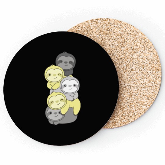 Perigender Flag Pride Lgbtq Cute Sloth Stack Coasters