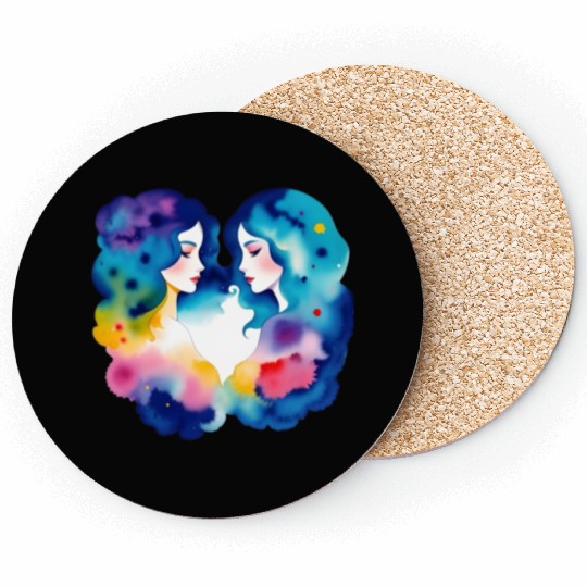 Color splash zodiac: Gemini Coasters