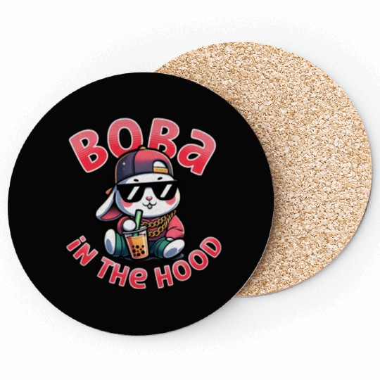 Boba in the Hood: Cool 90's Hip Hop Bubble Tea Rab Coasters