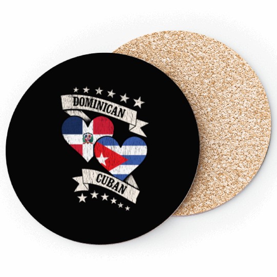 Dominican Cuban Heart Flags Dominican Republic Cub Coasters