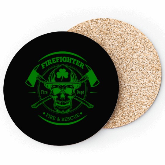 Firefighter Fire and Rescue Irish Shamrock Coasters