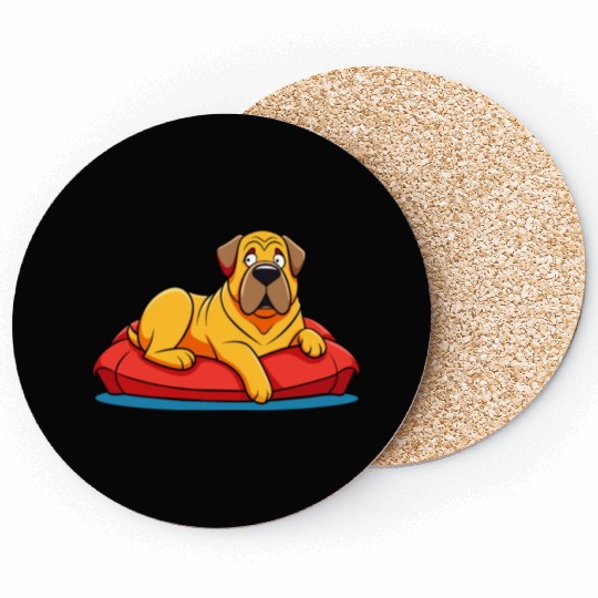 Chilled Mastiff on Plush Cushion Coasters