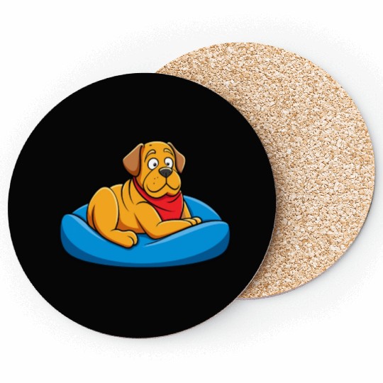Relaxed Mastiff Lounging on Big Cushion Art Coasters