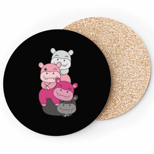 Transfem Flag Pride Lgbtq Cute Hippo Coasters