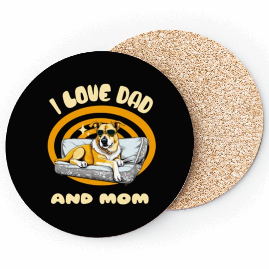 I Love Dad and Mom - Dog Coasters