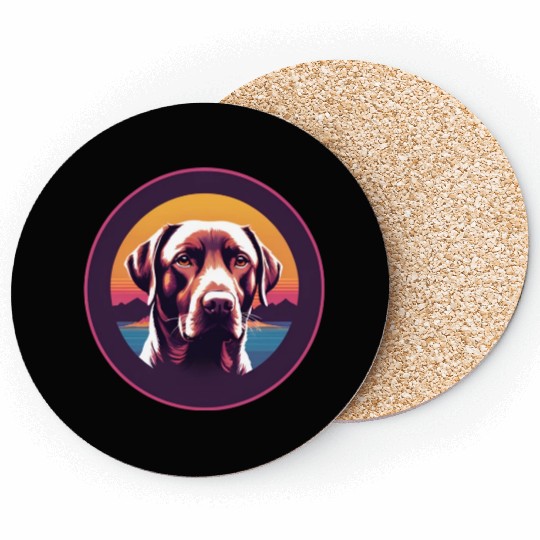 Synthwave Labrador Retriever Coasters
