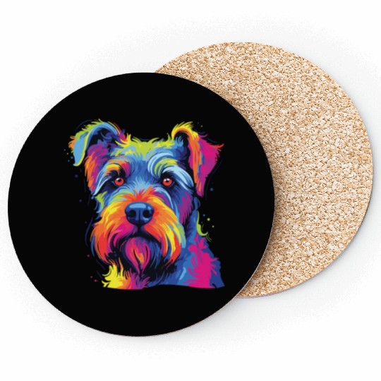 Watercolor Colorful Standard Schnauzer Coasters
