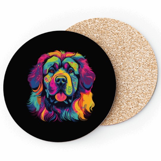 Watercolor Colorful Tibetan Mastiff Coasters