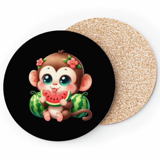 Monkey Eating Watermelon Coasters