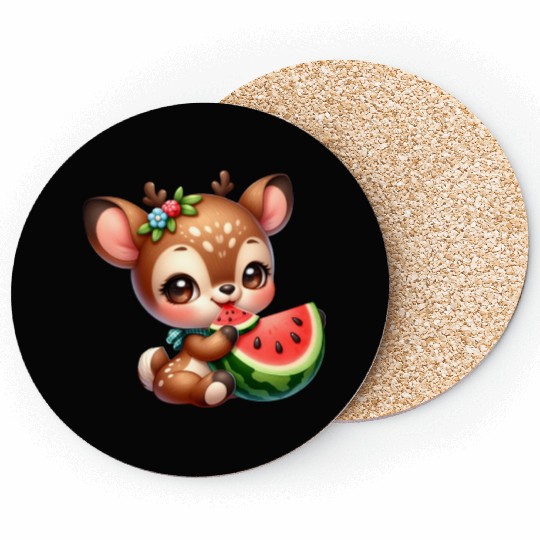 Deer Eating Watermelon Coasters