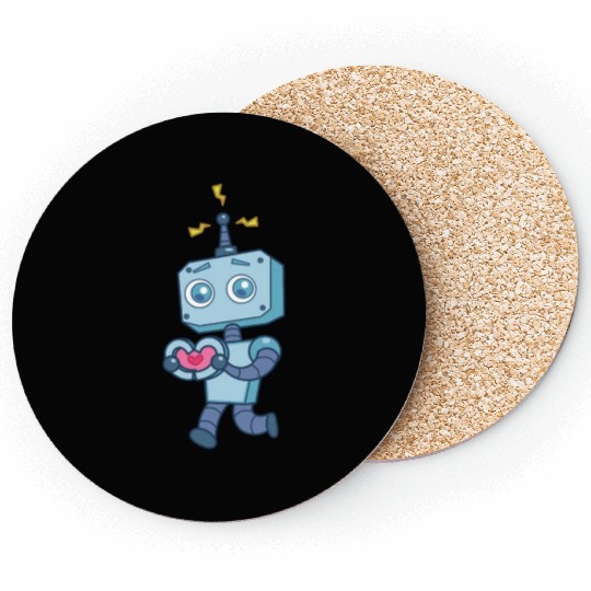 Cute Heart Robot Robotics Technology Coasters