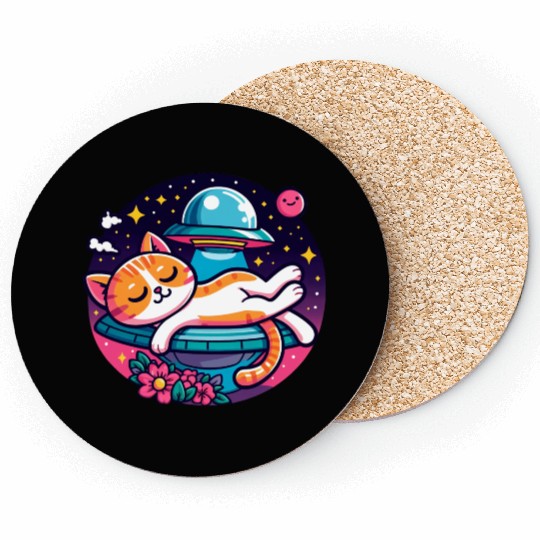 Sleepy Cat Stars Coasters