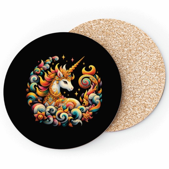 A vintage unicorn with a delicate pattern. Coasters
