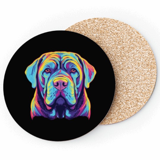 Watercolor Colorful Neapolitan Mastiff Coasters