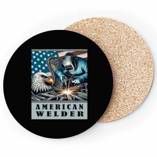 American Welder USA Flag Eagle Weld Coasters