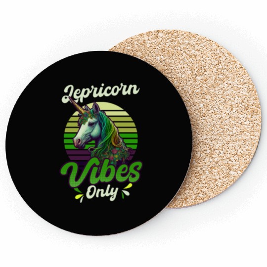 Irish Unicorn St Patricks Lepricorn Vibes Only Coasters
