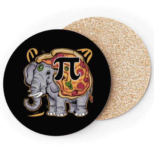 Jumbo Elephant Pizza Pi Day Food Coasters