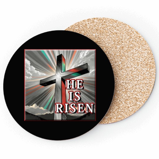Cross, He is Risen - 2 Coasters