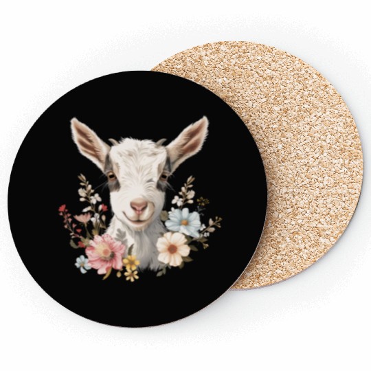 Goat Flowers Farmer Gift Coasters