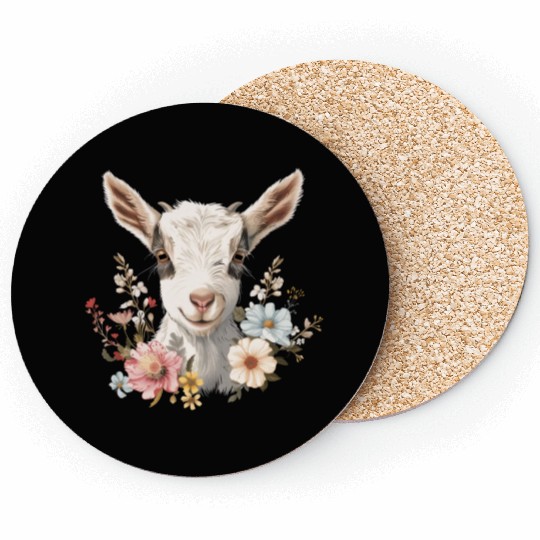 Goat Flowers Farmer Gift Coasters